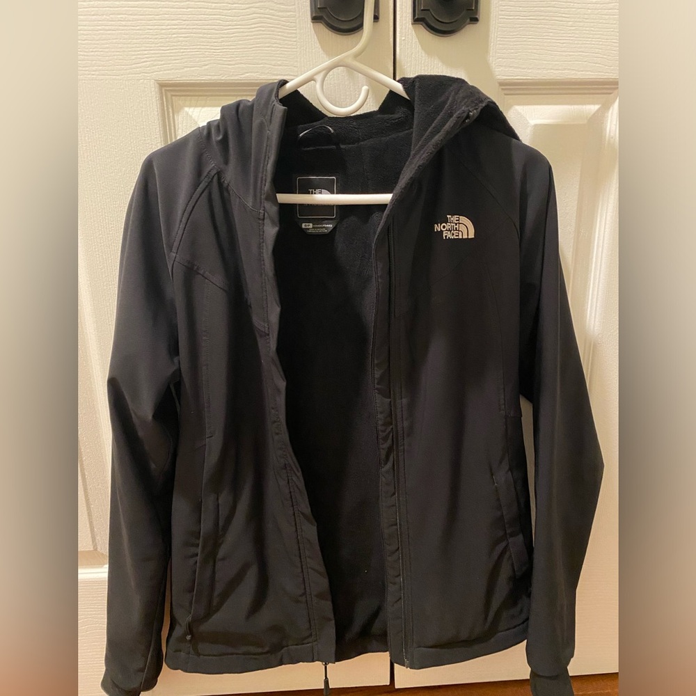 Black North Face Hooded Fleece Lined Jacket Size Small